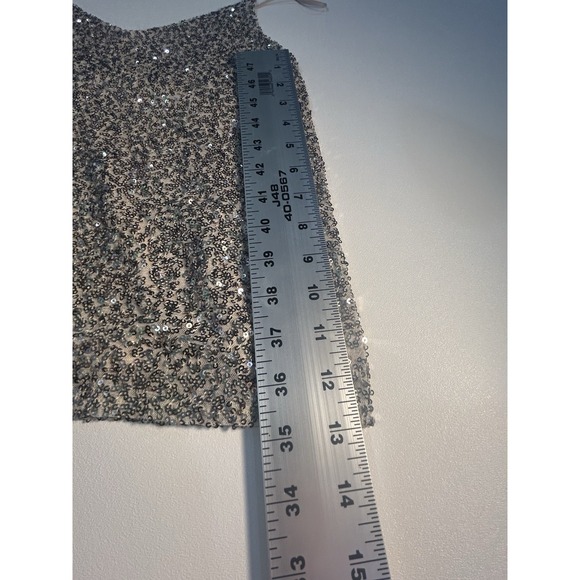 Mango Sequin V Neck Cami Tank Spagetti Strap Lined Sparkly Chic Top Size XS / 2 - Picture 14 of 14